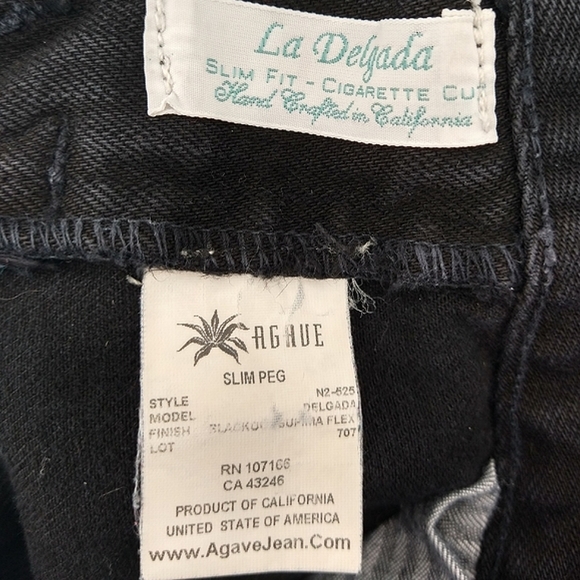 Agave Nectar La Delgada Slim Fit Cigarette Cut Blackout Supima Flex Jean Size 27 - Picture 9 of 9